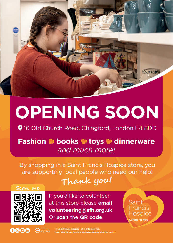 Saint Francis Hospice opening shop in Chingford