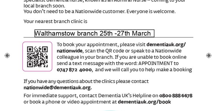 Dementia clinic at Nationwide branch
