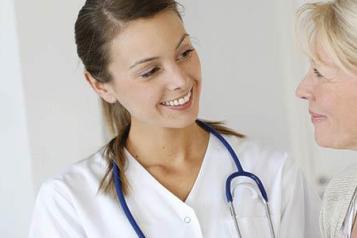 Female doctor with patient