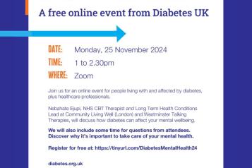 Diabetes and mental health free online event