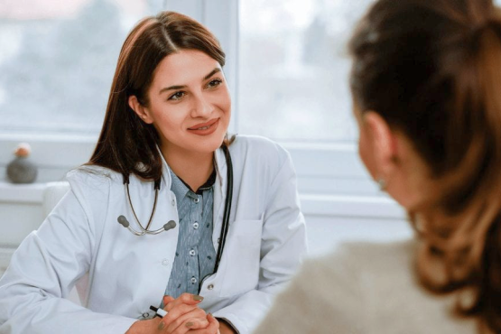 Female doctor in white coat