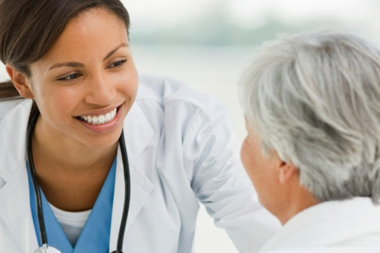 Female doctor with patient