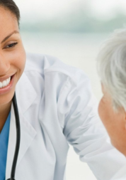Female doctor with patient