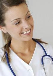 Female doctor with patient