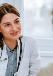 Female doctor with patient